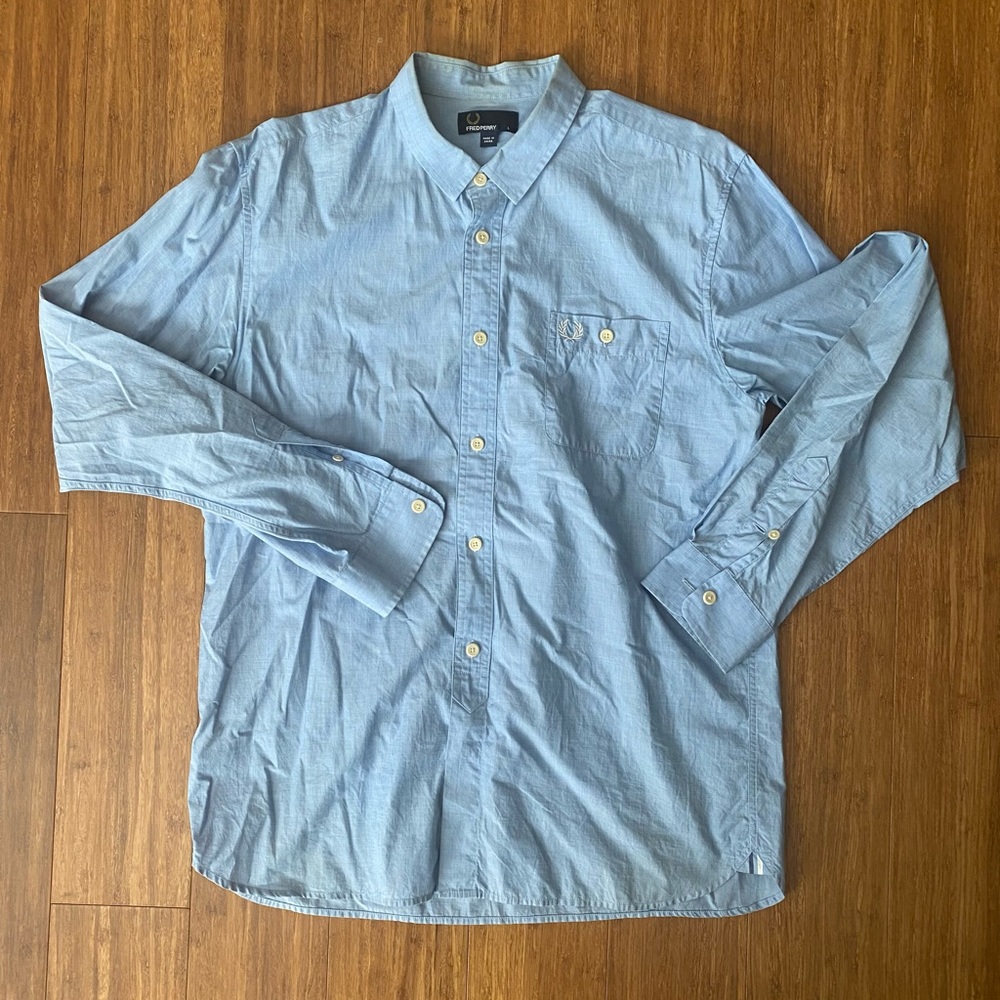 Light Blue Fred Perry Long Sleeve Dress Shirt